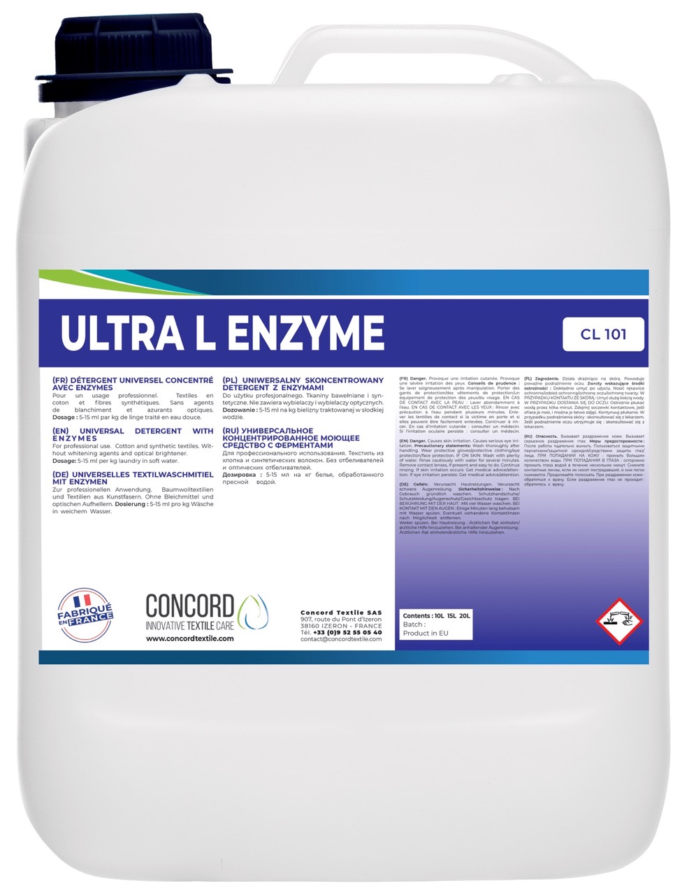 Гель для прання CONCORD TEXTILE ULTRA L ENZYME, 20 літрів